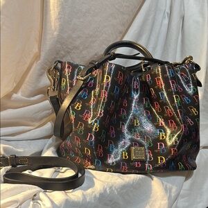 Dooney & Bourke Black Shoulder Bag with Leather Trim